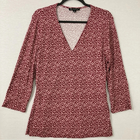 INC International Concepts Burgundy V Neck Rib Knit Stretch Pullover Top XL - Picture 1 of 10